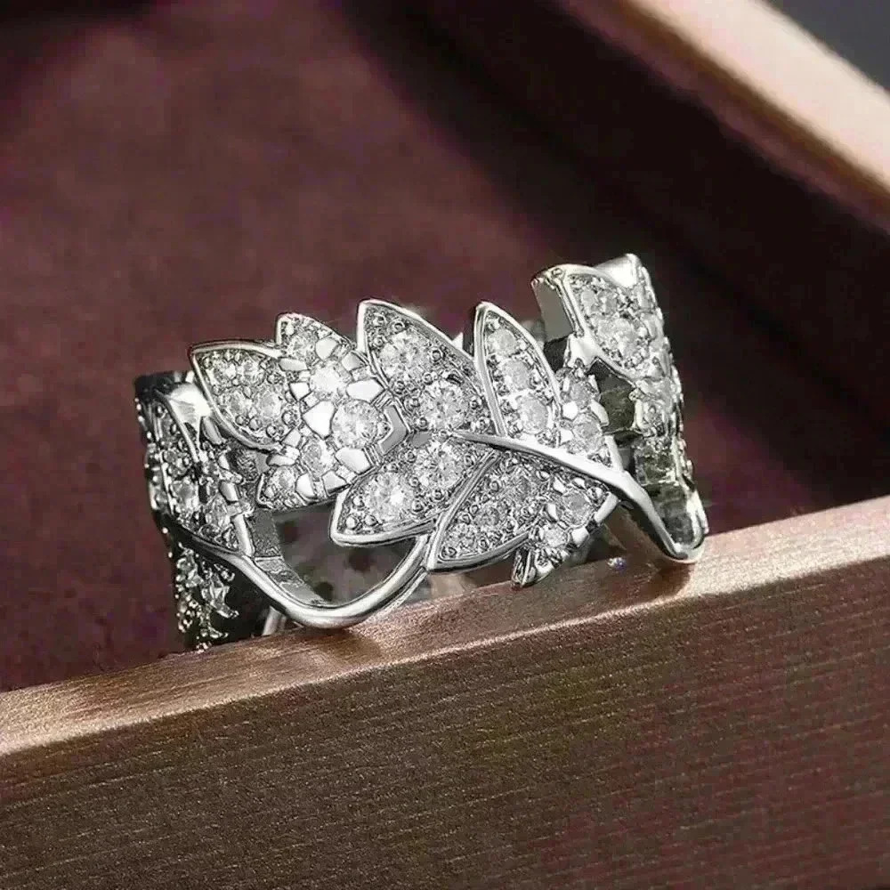 "925 Silver Plated Beautiful Silver Bague Leaf Women Ring, GPMB1433